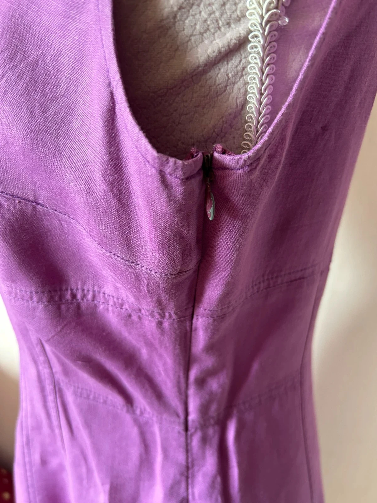 💜🌾Vestido vintage 100% lino campestre cottagecore Marella boho chic vestido de lino lila púrpura 38/40🌾💜 – photo 11